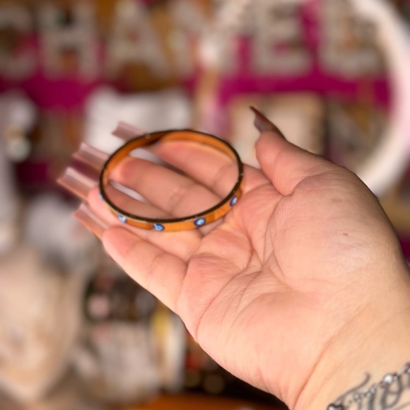 Brown Bangle with Blue Accents - Picture 1 of 2